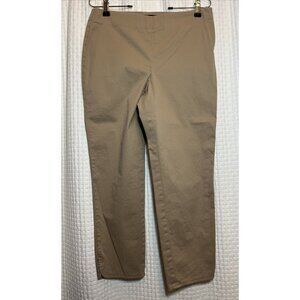 Talbots Women's 4 Heritage Cropped Capri Pants Khaki Flat Front Side Zip AB2
